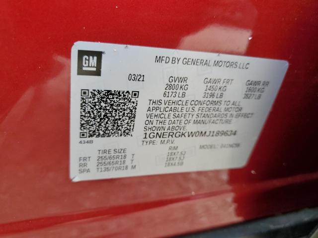 2021 CHEVROLET TRAVERSE L 1GNERGKW0MJ189634