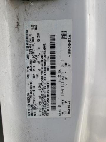 2019 FORD F250 SUPER 1FTBF2A67KEG48981