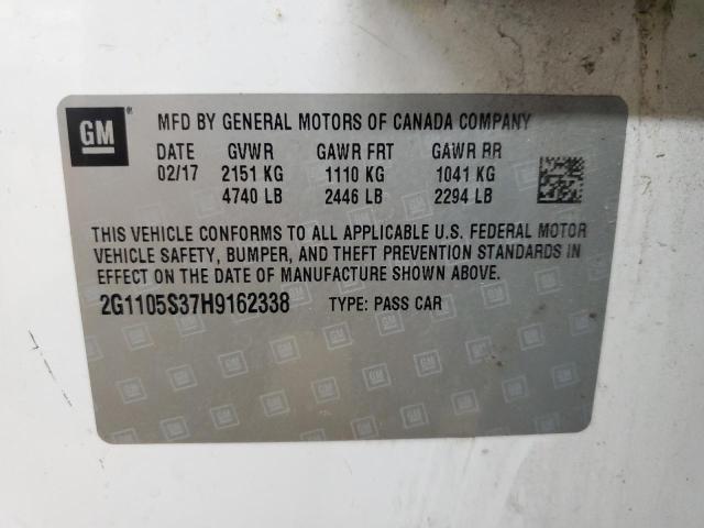 2017 CHEVROLET IMPALA LT 2G1105S37H9162338