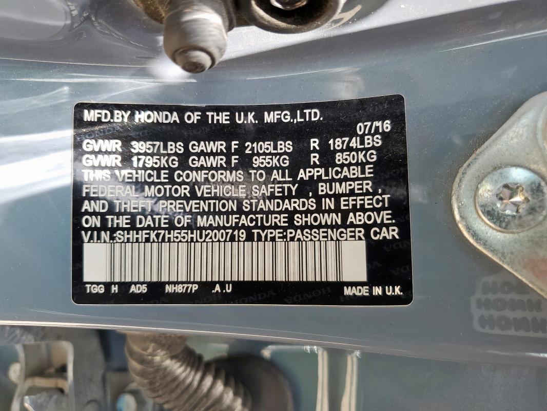 SHHFK7H55HU200719 2017 HONDA CIVIC