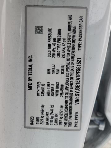2023 TESLA MODEL 3 - 5YJ3E1EA1PF561521