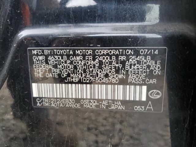 2015 LEXUS IS 250 JTHBF1D27F5045780