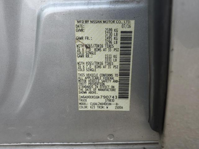 2016 NISSAN FRONTIER S 1N6AD0ER1GN790743