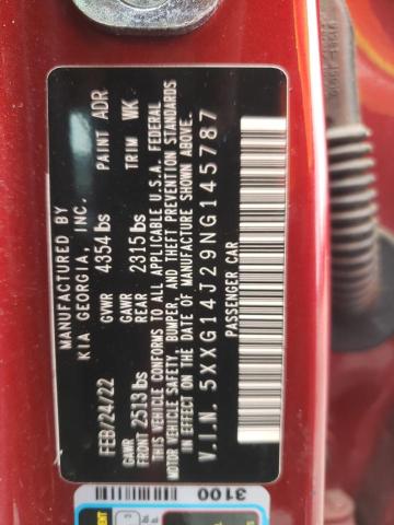 2022 KIA K5 LXS 5XXG14J29NG145787