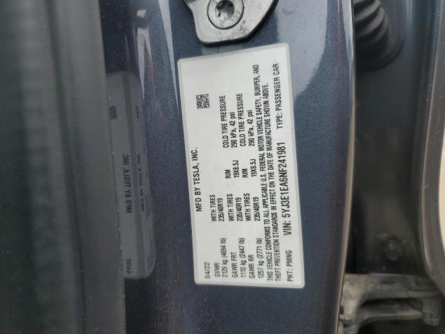 2022 TESLA MODEL 3 - 5YJ3E1EA6NF241981