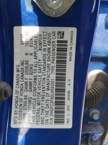 2020 HONDA CIVIC LX - 2HGFC2F60LH593501