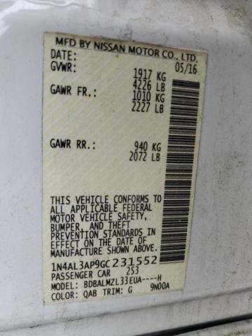 2016 NISSAN ALTIMA 2.5 1N4AL3AP9GC231552