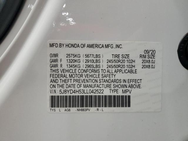2020 ACURA MDX TECHNO - 5J8YD4H53LL042522