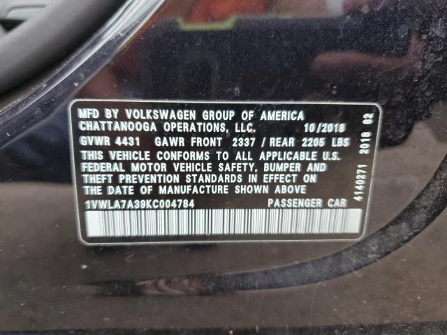 2019 VOLKSWAGEN PASSAT WOL 1VWLA7A39KC004784
