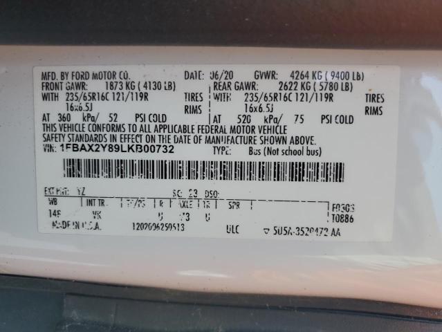 2020 FORD TRANSIT T- 1FBAX2Y89LKB00732