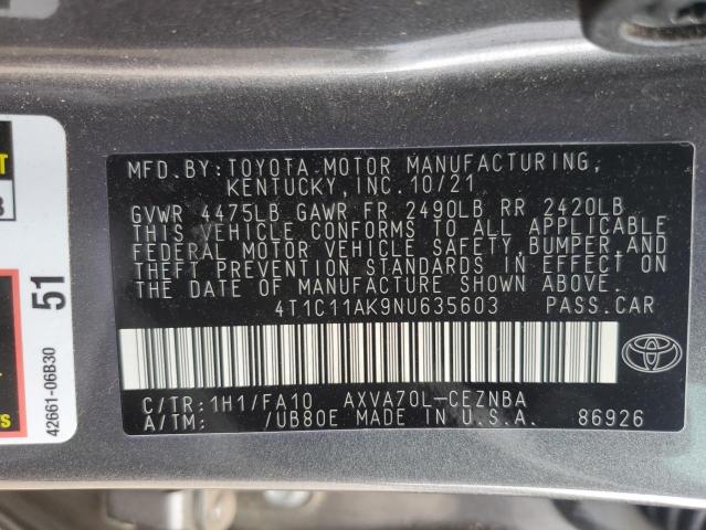 2022 TOYOTA CAMRY LE - 4T1C11AK9NU635603