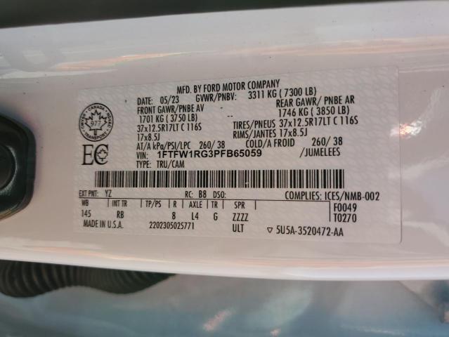2023 FORD F150 RAPTO 1FTFW1RG3PFB65059