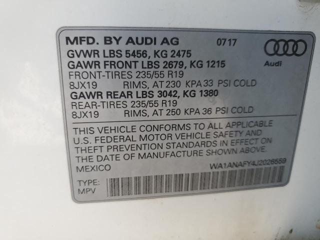 2018 AUDI Q5 PREMIUM WA1ANAFY4J2026559