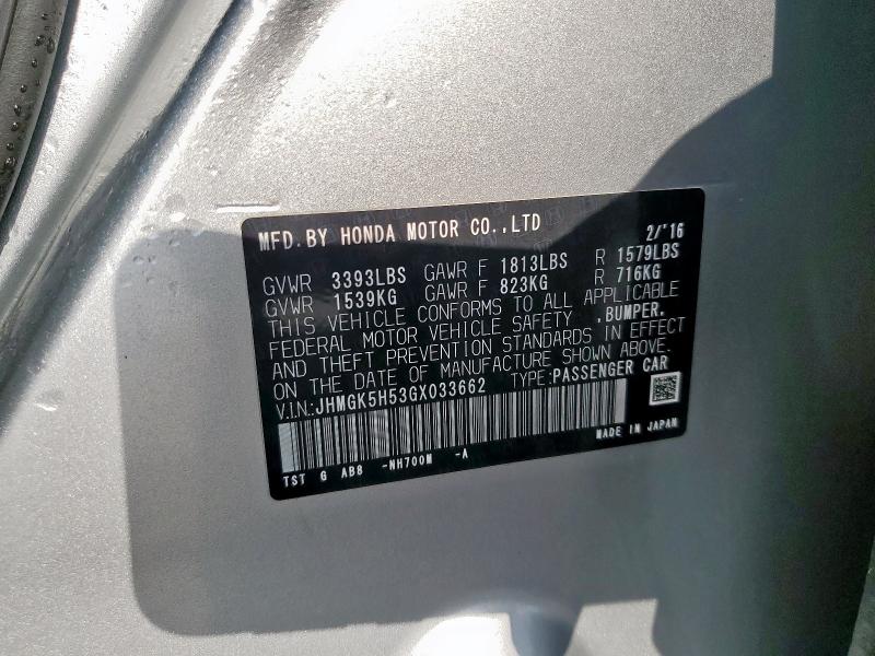 2016 HONDA FIT LX - JHMGK5H53GX033662