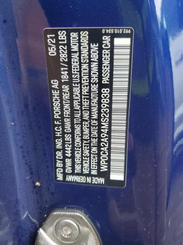 2021 PORSCHE 911 CARRER WP0CA2A94MS239838