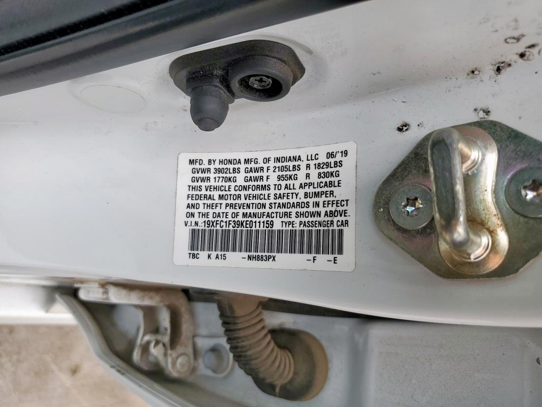 2019 HONDA CIVIC EX - 19XFC1F39KE011159