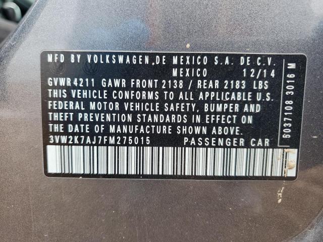 2015 VOLKSWAGEN JETTA BASE 3VW2K7AJ7FM275015