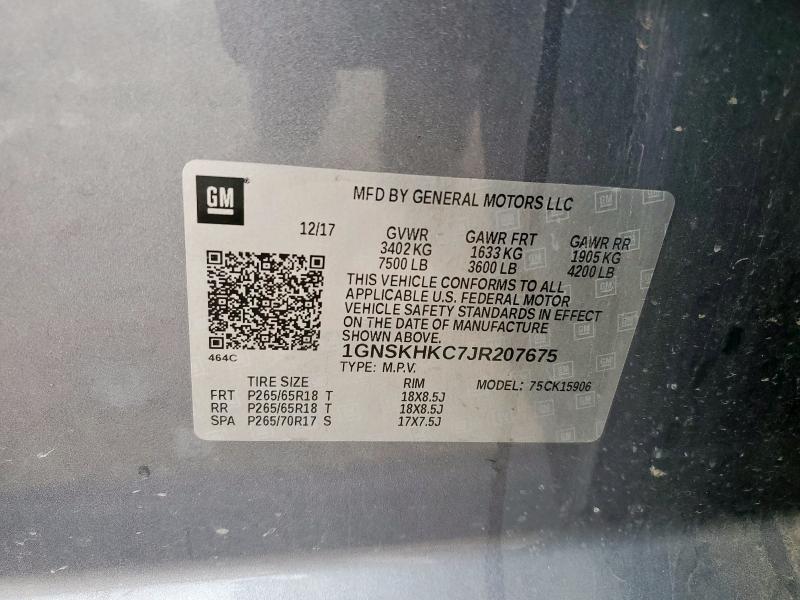 2018 CHEVROLET SUBURBAN K 1GNSKHKC7JR207675