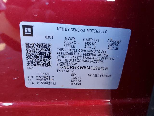 2021 CHEVROLET TRAVERSE L 1GNERHKW6MJ192415