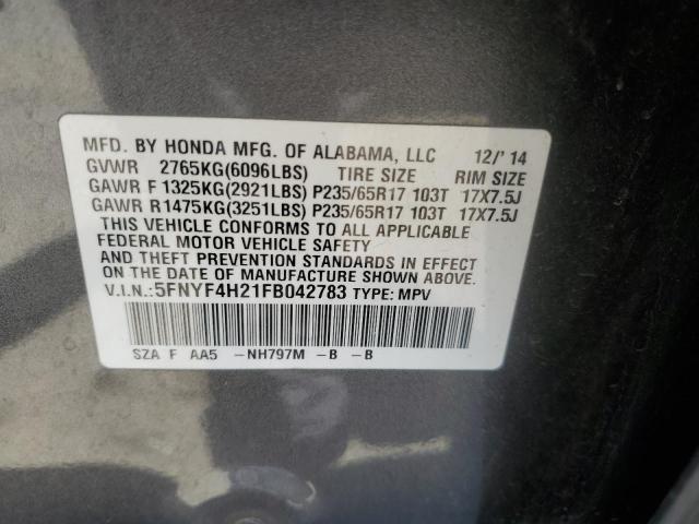 2015 HONDA PILOT LX - 5FNYF4H21FB042783