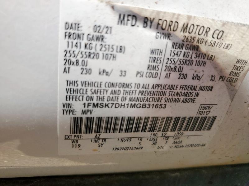 2021 FORD EXPLORER X - 1FMSK7DH1MGB31653