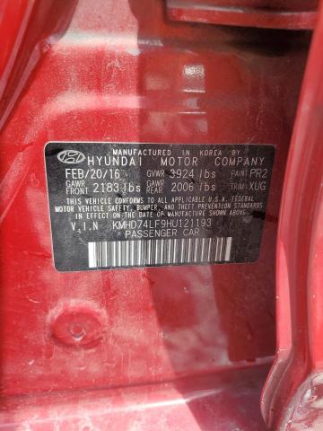 2017 HYUNDAI ELANTRA SE KMHD74LF9HU121193