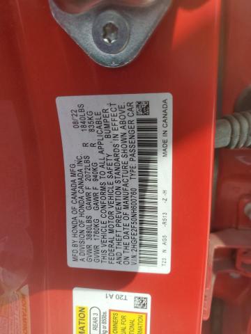 2022 HONDA CIVIC SPOR 2HGFE2F50NH600760