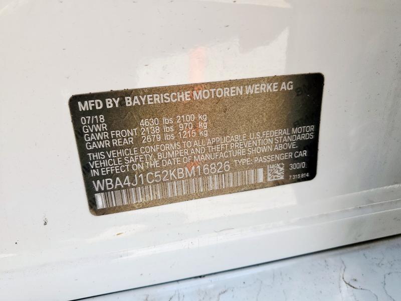 2019 BMW 430I GRAN WBA4J1C52KBM16826