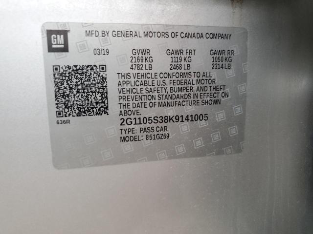 2019 CHEVROLET IMPALA PRE 2G1105S38K9141005