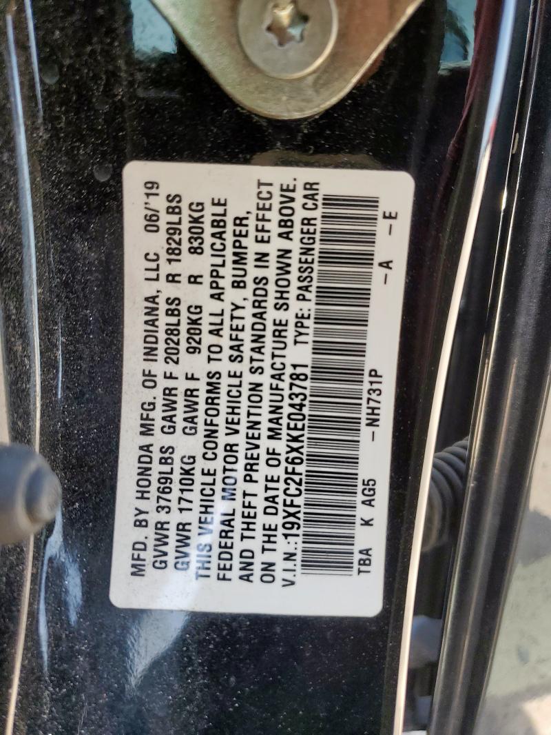 2019 HONDA CIVIC LX - 19XFC2F6XKE043781