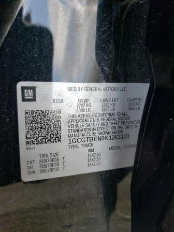 2019 CHEVROLET COLORADO 1GCGTBEN0K1263110