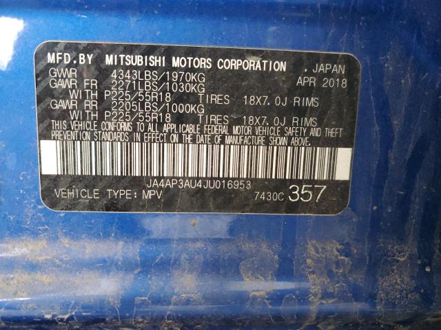 2018 MITSUBISHI OUTLANDER - JA4AP3AU4JU016953