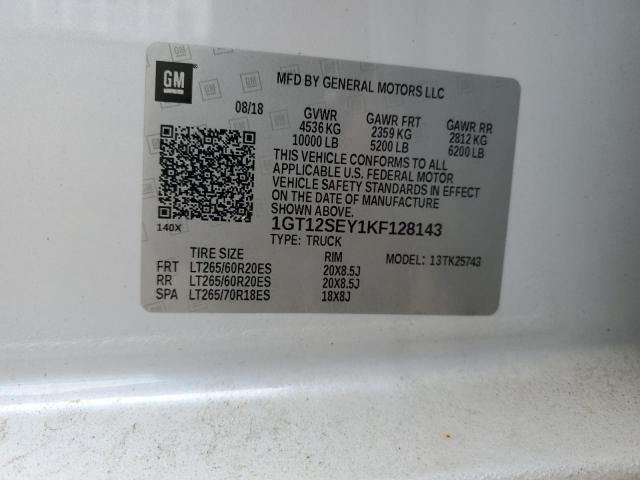 2019 GMC SIERRA K25 1GT12SEY1KF128143
