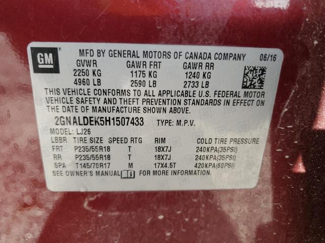 2017 CHEVROLET EQUINOX PREMIER 2GNALDEK5H1507433