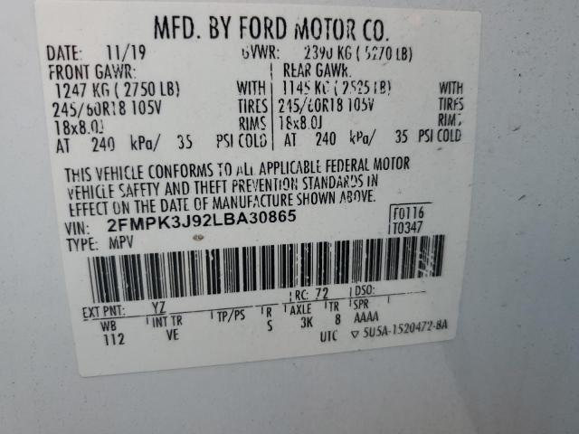 2020 FORD EDGE SEL - 2FMPK3J92LBA30865