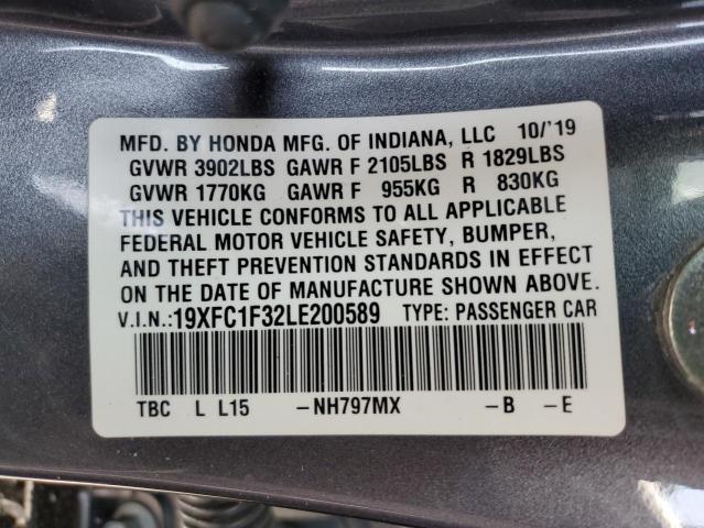 2020 HONDA CIVIC EX 19XFC1F32LE200589