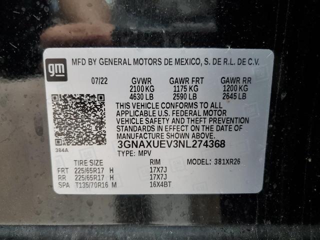 2022 CHEVROLET EQUINOX LT - 3GNAXUEV3NL274368