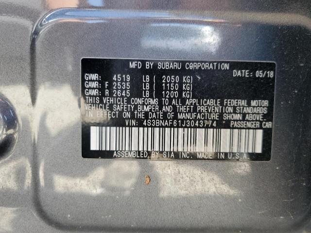 2018 SUBARU LEGACY 2.5 4S3BNAF61J3043774