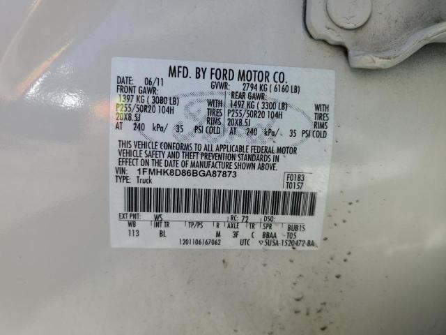 2011 FORD EXPLORER X - 1FMHK8D86BGA87873