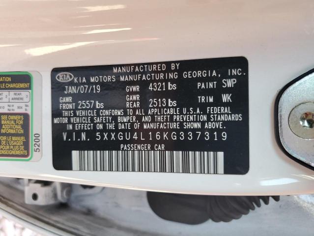 2019 KIA OPTIMA EX 5XXGU4L16KG337319