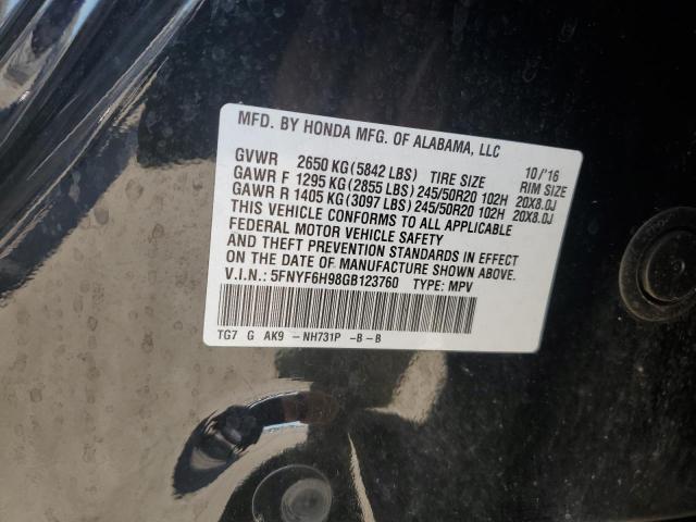 2016 HONDA PILOT TOUR 5FNYF6H98GB123760