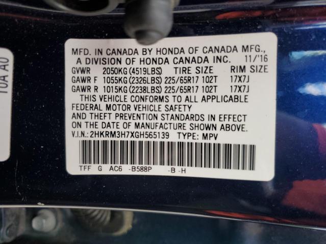 2016 HONDA CR-V EXL - 2HKRM3H7XGH565139
