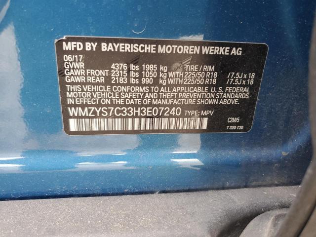 2017 MINI COOPER COU WMZYS7C33H3E07240