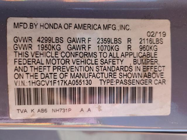 2019 HONDA ACCORD LX 1HGCV1F17KA055130
