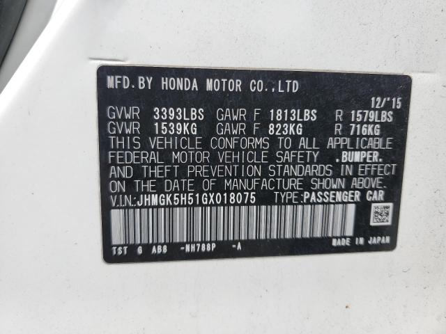 2016 HONDA FIT LX JHMGK5H51GX018075