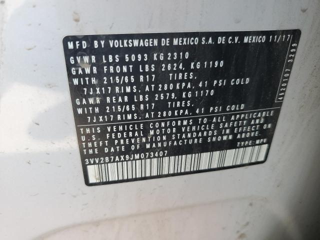 2018 VOLKSWAGEN TIGUAN SE 3VV2B7AX9JM073407