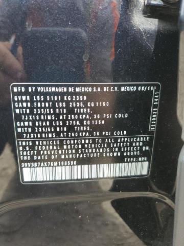 2019 VOLKSWAGEN TIGUAN SE 3VV3B7AX7KM198590