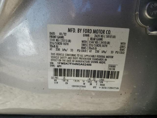 2022 FORD EXPLORER L - 1FMSK7FH4NGA62486