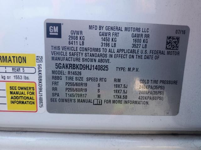2017 BUICK ENCLAVE 5GAKRBKD9HJ140825