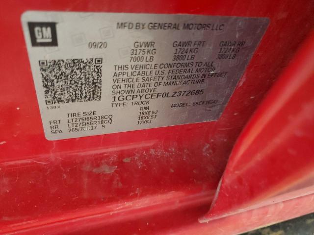 2020 CHEVROLET SILVERADO - 1GCPYCEF0LZ372685